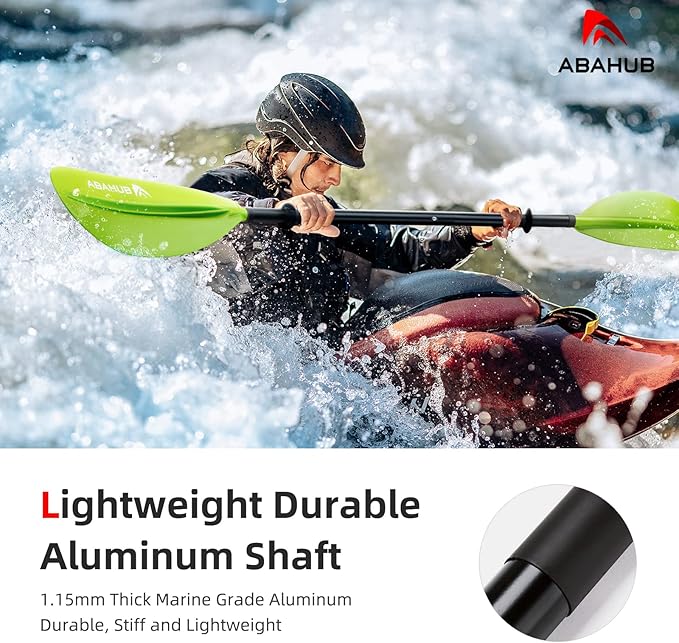 Abahub Kayak Paddle, 90.5 Inches Kayaking Oars for Boating, Canoeing with Free Paddle Leash, Aluminum Alloy Shaft Black/Blue/Green/Orange/Yellow Plastic Blades