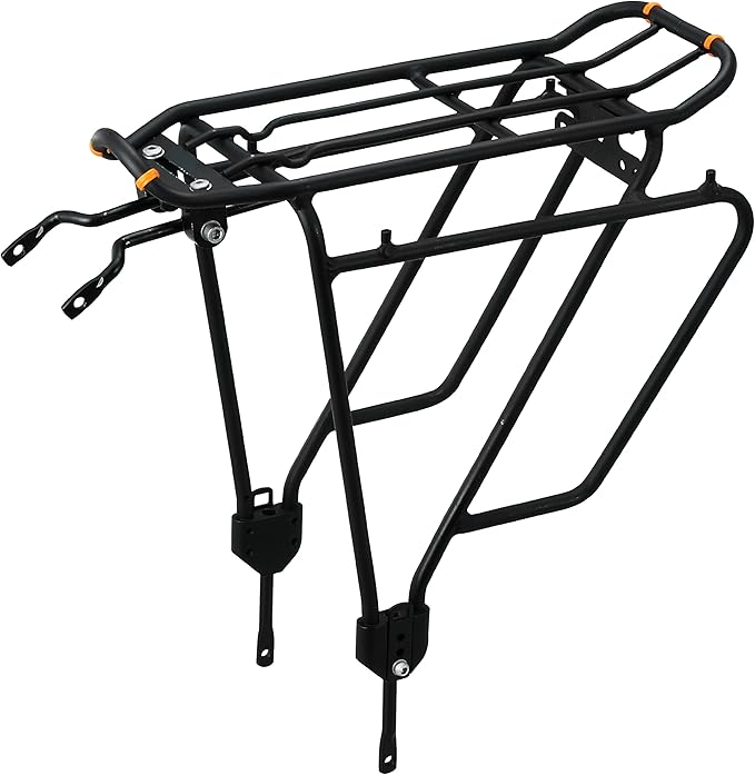 Ibera Bike Rack - Bicycle Touring Carrier Plus+ for Disc Brake/Non-Disc Brake Mount, Fat Tire Bikes, Frame-Mounted for Heavier Top & Side Loads, Height Adjustable for 26"-29" Frames