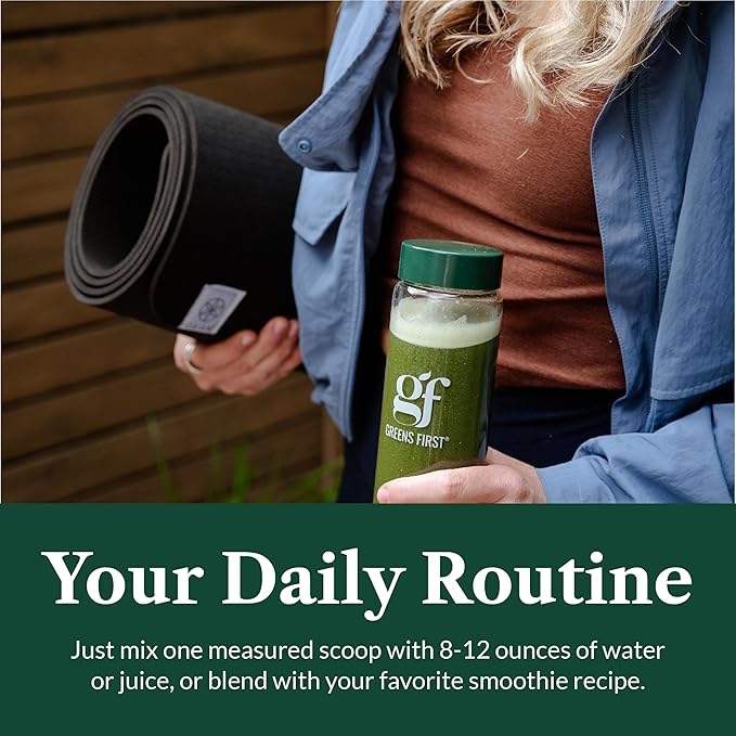 Greens First Gift Set - Limited Edition Glass Carafe & Organic Greens Powder - 49 Superfoods - Prebiotics, Probiotics & Digestive Enzymes - Dairy Free, Vegan & Non-GMO (Mint, 30 Servings)