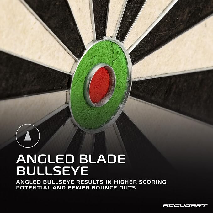Accudart Edge Bristle Dartboard - Razor Thin Spider Wire Reduces Bounce Outs - Premium Brazilian Sisal - Advanced Metal Number Ring - Increased Playing Area - Super Thin Bullseye