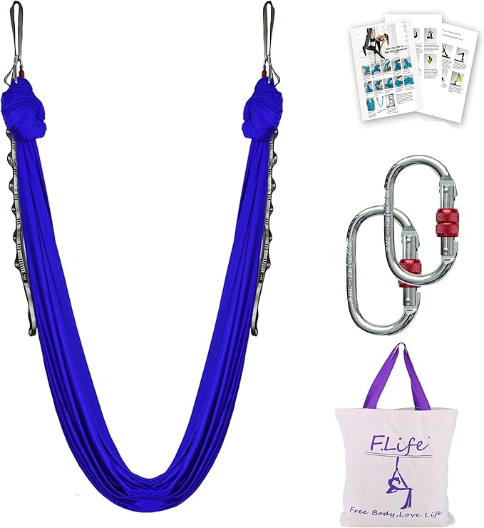 F.Life Aerial Silk Yoga Hammock & Swing for yoga Inversion,Strength training,starter hardware kit