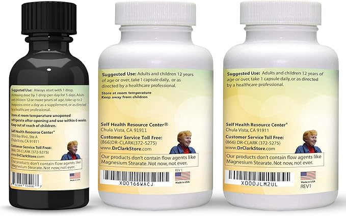 Dr Clark Store Intestine Support & Cleanse Kit - with Original Green Tincture from Black Walnut Hulls, Wormwood, and Cloves-Helps Maintain Optimum Intestinal Function