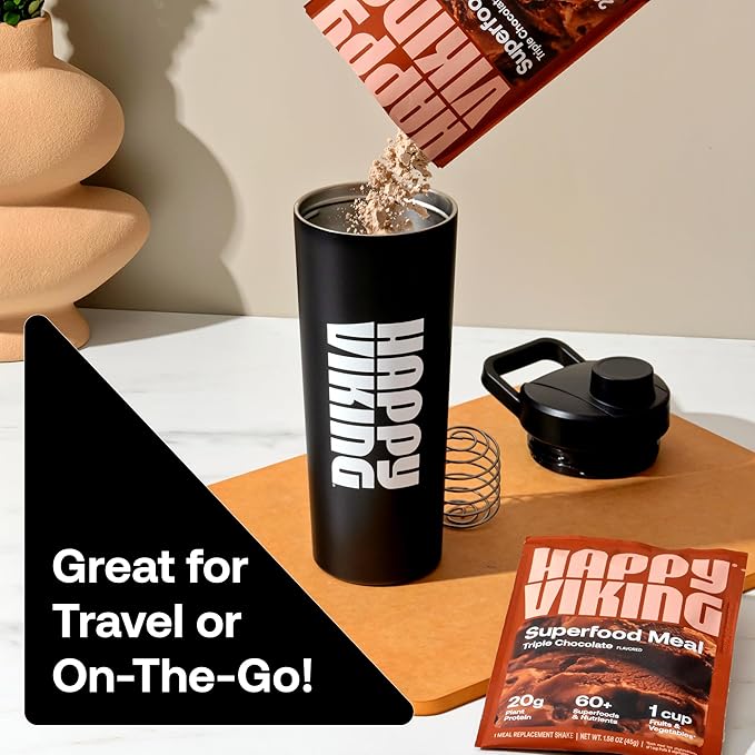 Happy Viking Variety Pack Plant Protein Powder, Created by Venus Williams, 20G Protein, Low Carb, Keto, Vegan, Gluten-Free, Non-GMO, Superfoods, Complete Meal Replacement, 8 Single Serve Packs