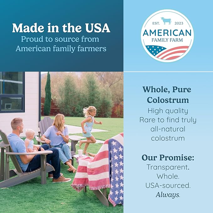 Colostrum Supplement Powder for Gut Health, Immune Support, Muscle Recovery & Wellness | Natural IgG Pure Whole Bovine Colostrum Superfood, Elderberry, 30 Servings