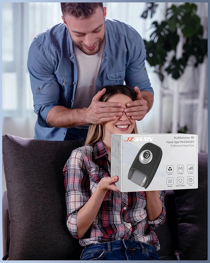 Hand Massager with Heat and Compression : Full Hand and Wrist Massage with Palm Kneading Rollers - Gifts for Arthritis Pain Relief Relaxation & Circulation - HSA or FSA Eligible