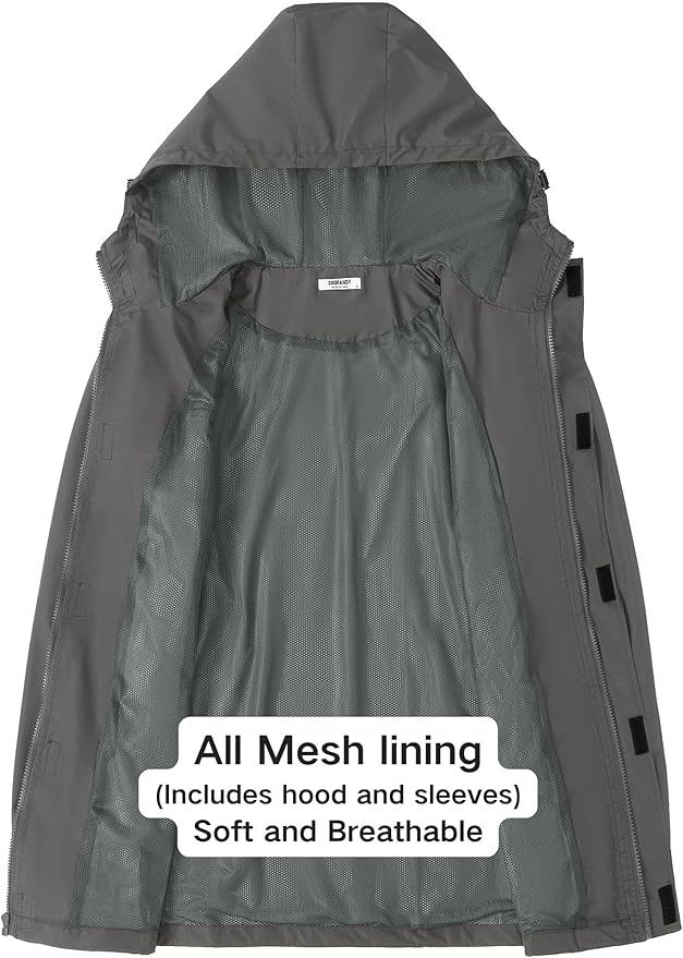 COOFANDY Men's Rain Jacket Waterproof With Hood Lightweight Packable Shell Raincoat Windbreaker For Cycling Golf Travel