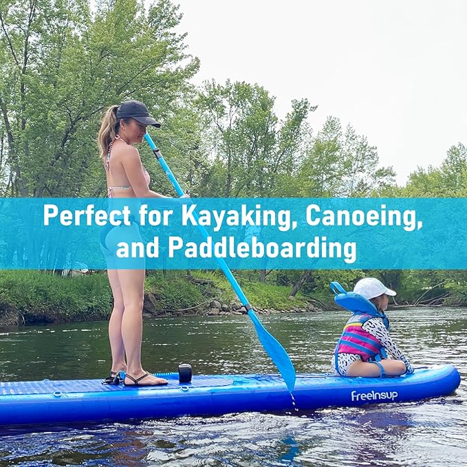 Freein 3-Piece Adjustable & Floating SUP Paddle - Fiberglass Shaft, Nylon Blade (71-83")