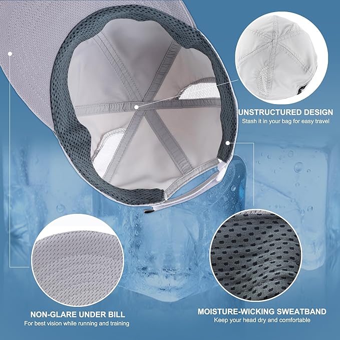 Connectyle Mens Womens Quick Dry Performance Running Cap Lightweight Reflective Sports Hat UPF 50+ Outdoor Athletic Sun Cap