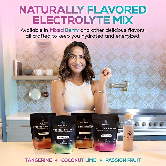 Electrolytes Powder Packets - Sugar Free Hydration Powder Drink Mix Loaded with 6 B Vitamins & Minerals - Energy Drink for Muscle and Mood Support - Mixed Berry Flavor - 30 Servings