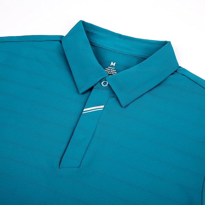 Esabel.C Jacquard Golf Shirts for Men Moisture Wicking Short Sleeve Performance Dry Fit Active Mens Polo Shirts