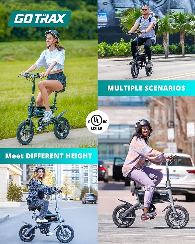 Gotrax Nano 14" Electric Bike, Max Range 25Miles(Pedal-Assist)&Max Speed 15.5Mph, 350W Folding E-Bike with Removable Battery, Adjustable Seat & Dual Mudguards, Commuter Electric Bicycle for Ages 13+