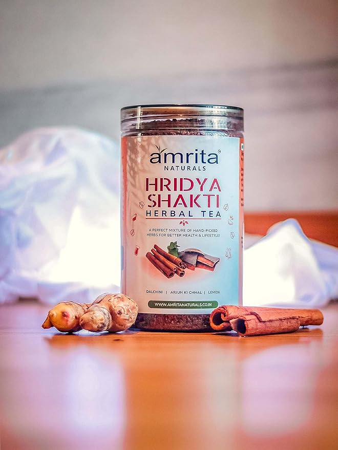 Amrita Naturals Hridya Shakti Herbal Tea 500g x 2 Pack Arjun Bark Instant Blend Caffeine Free Vegan Gluten Free No Artificial Additives Natural Plant Based Herbal Tea Powder