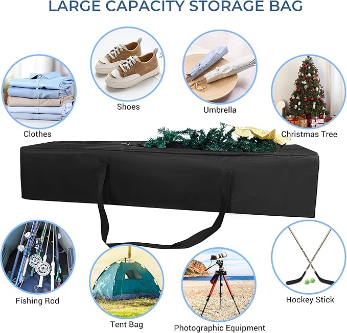 COOLBEBE 45Inches Tripod Carrying Case Bag Water Resistant Long Duffle Bag, Extra Large Zipper Foldable Storage Bag for Fishing Pole, Tripod, Tent, Umbrella (45"x 7"x 7", Black)
