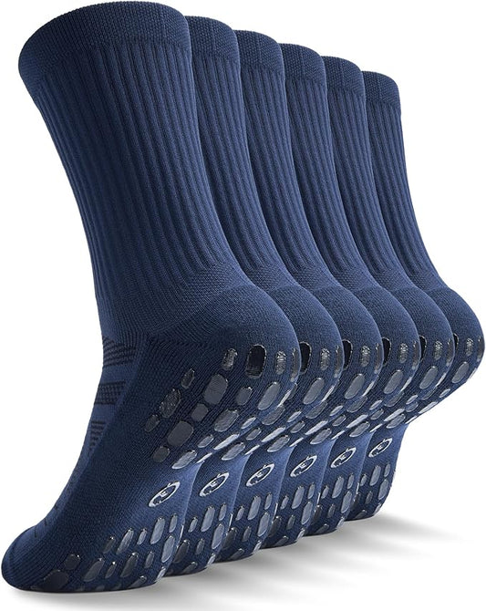CWVLC Grip Socks Soccer - Cushioned Non-Slip Grippy for Men & Women Athletic - Barre Hospital Sticky Slipper Socks