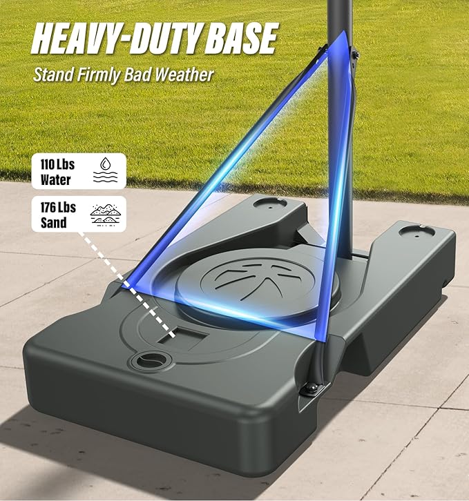 Basketball Hoop Outdoor, 4.4-10 ft Adjustable Height, Portable Basketball Hoop Goal System for Kids Teens and Adults, Weather-Resistant Heavy Base and 45 Inch Shatterproof Backboard