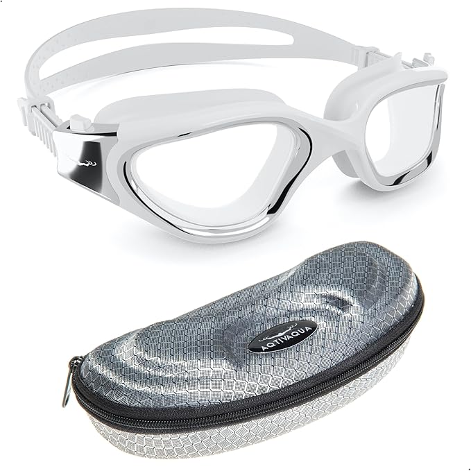 AqtivAqua Swimming Goggles, DX Wide View Swim Goggles for Adult Men Women, Anti Fog No Leaking