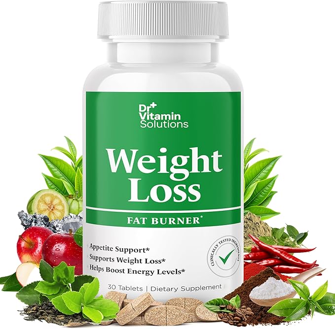 DR VITAMIN SOLUTIONS Weight Loss Supplements for Women & Men - Includes Green Tea Extract, Chromium, Vitamin B6 - Energy Booster, Belly Fat Burner & Appetite Suppressant Diet Pills - 30 Tablets