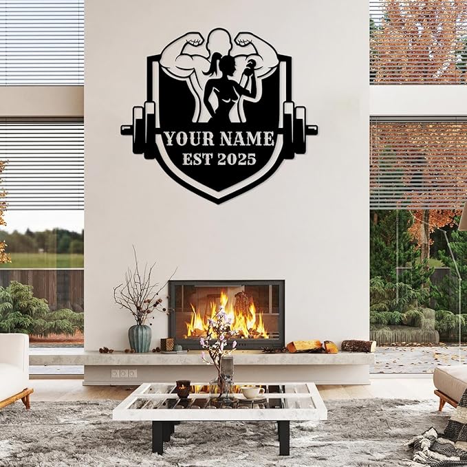 Customized Metal Gym Name Sign, Personalized Sports Room Wall Art,Metal Gym Sign,Unique Fitness Wall Sign, Gym Lovers Unique Gift, Gym Wall Art,Training Center Sign (Style-9)