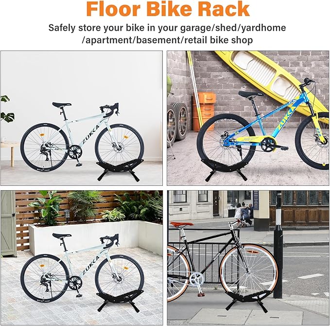 Adjustable Bike Parking Stand Fits 16-29 Inch Bicycles, Compatible with 23c-3.0 Tire Width – Heavy-Duty Plastic, Easy Installation, Stylish Two-Tone Design (Black)