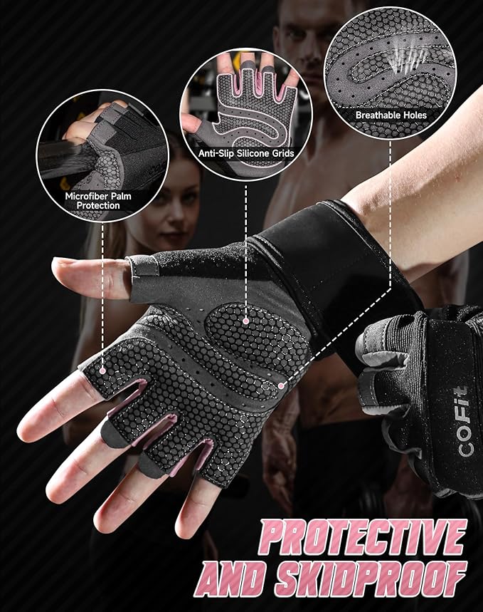 COFIT Breathable Workout Gloves, Antislip Weight Lifting Gym Gloves for Men Women, Superior Grip & Palm Protection for Weightlifting, Fitness, Exercise, Training