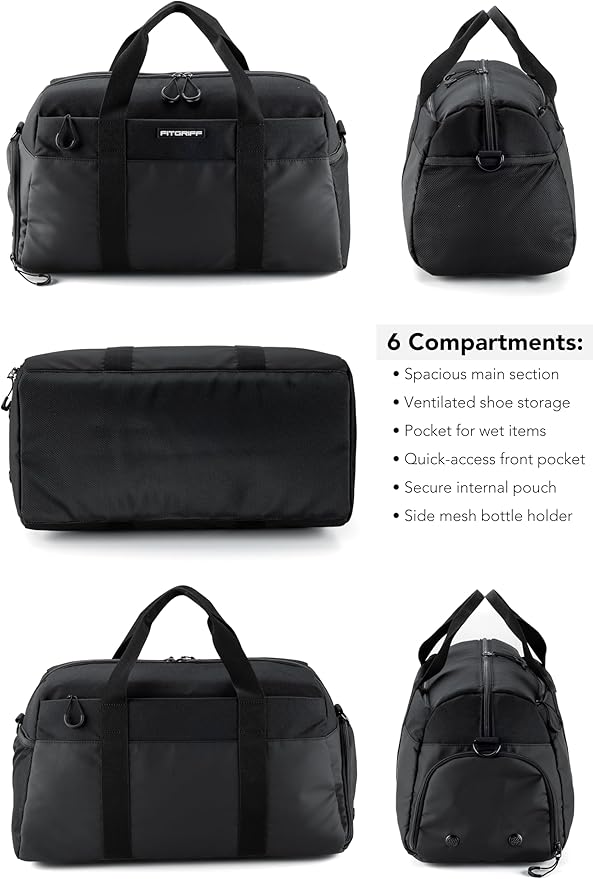 Fitgriff® Gym Bag V2 for Men and Women with Shoe & Wet Compartment - Duffle Bag for Travel, Sports, Fitness and Workout