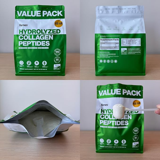 Collagen Peptides for Women Men (1.5LB) Type I & III Flavorless & Odorless Easy-Mix Hydrolyzed Peptan Protein Joint Hair Skin & Nail Support Gluten-Free Non-GMO Keto & Paleo Grass-Fed Kosher