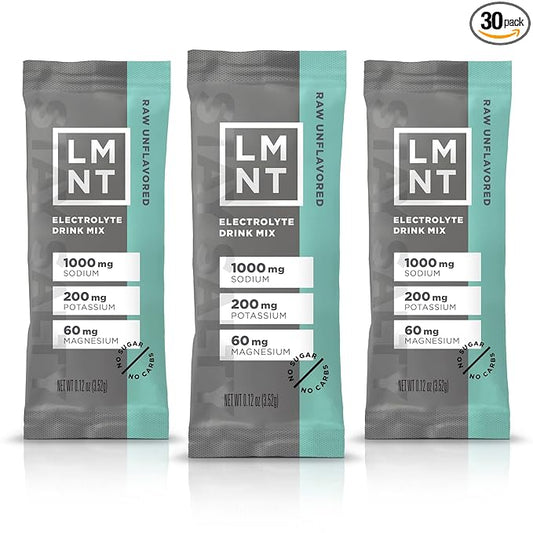 Drink LMNT Zero Sugar Electrolytes - Raw Unflavored Salt | Drink Mix | 30-Count