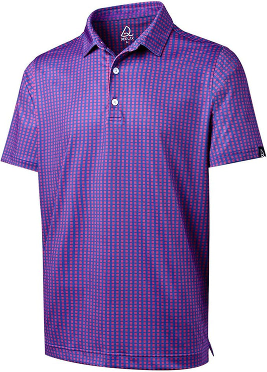DEOLAX Mens Polo Shirts Fashion Print Mens Golf Shirt Dry Fit Mens Golf Polo Short Sleeve Quick Dry Funny Golf Shirt for Men