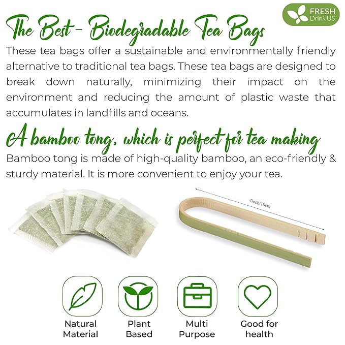 FreshDrinkUS, 15 Premium Soursop Graviola Leaf Tea Bags, 100% Natural and Pure from Soursop Leaves, Handmade, Made With Natural Materials-Corn Fiber Tea Bag, Sugar/ Caffeine/ Gluten Free, Hoja Guanabana Tea