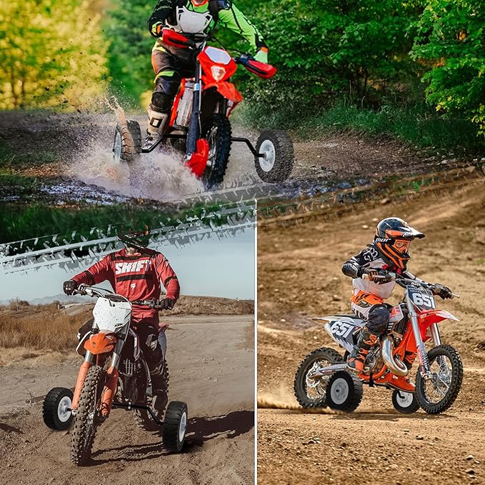 Dirt Bike Training Wheels, Adjustable Height Training Wheels Compatible with XR50 CRF50 Z50 Z50R, Razor MX125 MX400 MX500 MX500, Yamaha PW50 TTR50, and Most 50CC 49cc Motorcycles