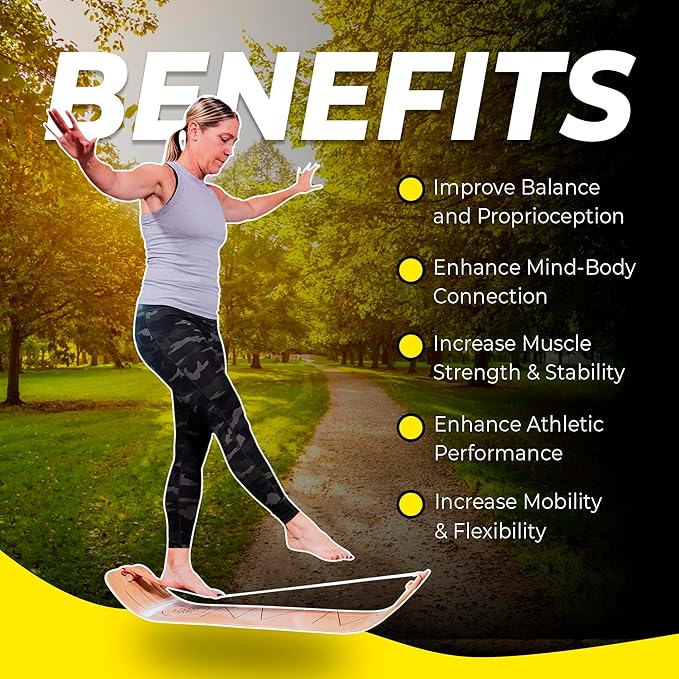 GIBBON SlackBoard - GiBoard Balance Board Kids & Adults - Slackline Balance Trainer - Slack Board Core Workout Equipment Home Gym Training - Standing Desk Exercise - Yoga, Agility, Pilates & More