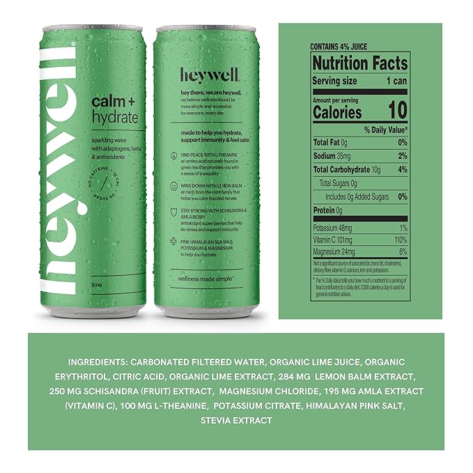 Heywell Sparkling Adaptogenic, Calm Variety Pack, 12 Fluid Ounce (Pack of 12) - Organic, Non GMO, Vegan, Gluten Free, Dairy Free