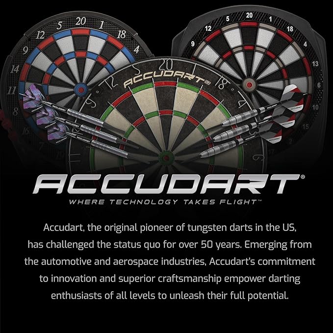 Accudart Edge Bristle Dartboard - Razor Thin Spider Wire Reduces Bounce Outs - Premium Brazilian Sisal - Advanced Metal Number Ring - Increased Playing Area - Super Thin Bullseye