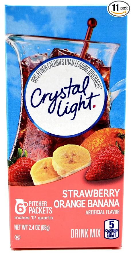 Crystal Light Strawberry Orange Banana Drink Mix, 12-Quart 2.4-Ounce Canister (Pack of 11)