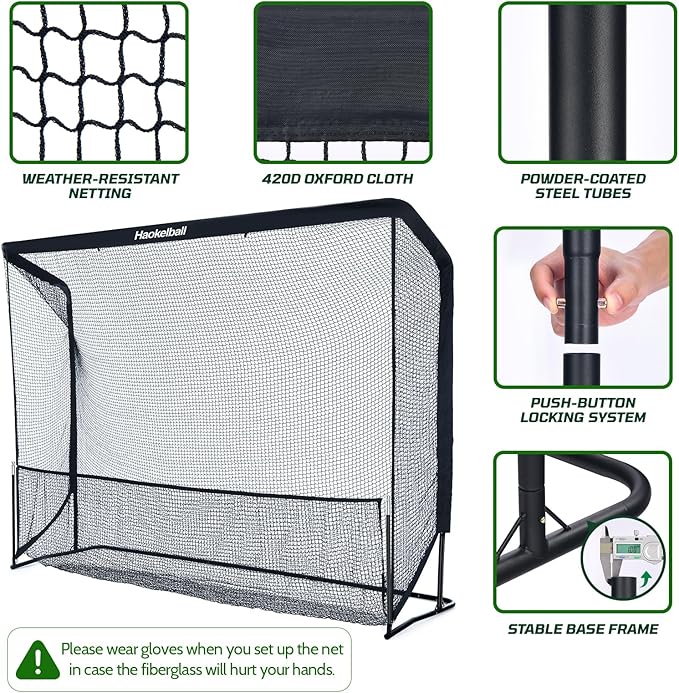 Haokelball Golf Practice Net - 10x7.5ft Hitting Net with Target Cloth for Indoor or Outdoor Use, Heavy Duty with Carry Bag