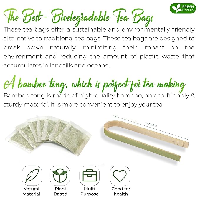 FreshDrinkUS, Premium 15 Pandan Leaf Tea Bags, 100% Natural & Pure from Pandan Leaves. Loose Leaf Pandan Herbal Tea. Made with Natural Material Tea Bags. No Sugar, No Caffeine, No Gluten, Vegan. (15 Tea bags)