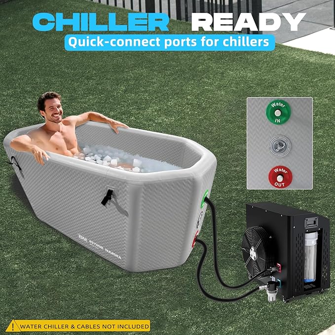 Inflatable Ice Bath Tub for Athletes, Slanted-Edge Cold Plunge Recovery Tub with Insulated Lid, EVA Groundsheet, Backpack, 120 Gallon Capacity, 61" x 31.5" x 24.8", Portable Durable Design