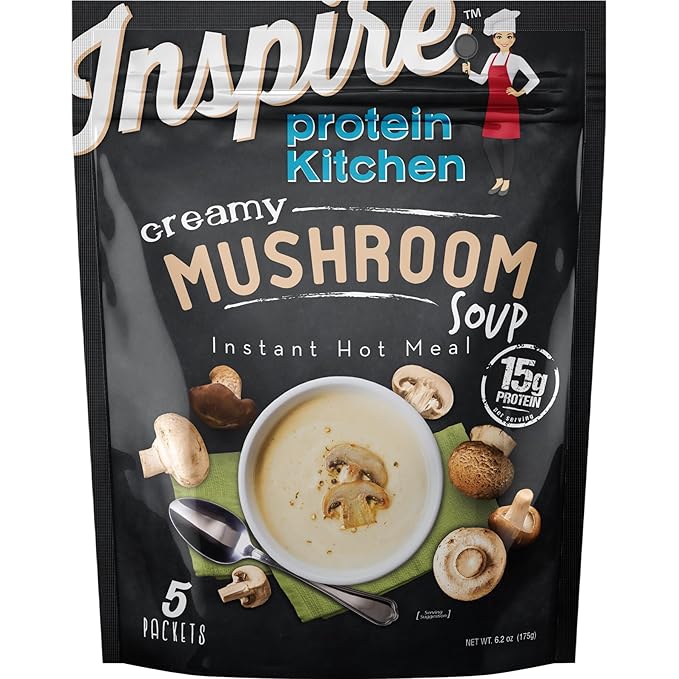 Inspire Creamy Mushroom 15g Protein Instant Soup by Bariatric Eating (5 Packets)