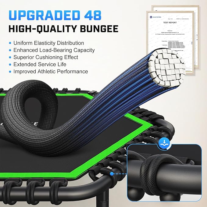 ANCHEER 50" Rebounder Trampoline for Adults With Bar, 550 LBS Mini Trampoline Quiet Exercise Bungee Jumping Cardio Trainer Workout