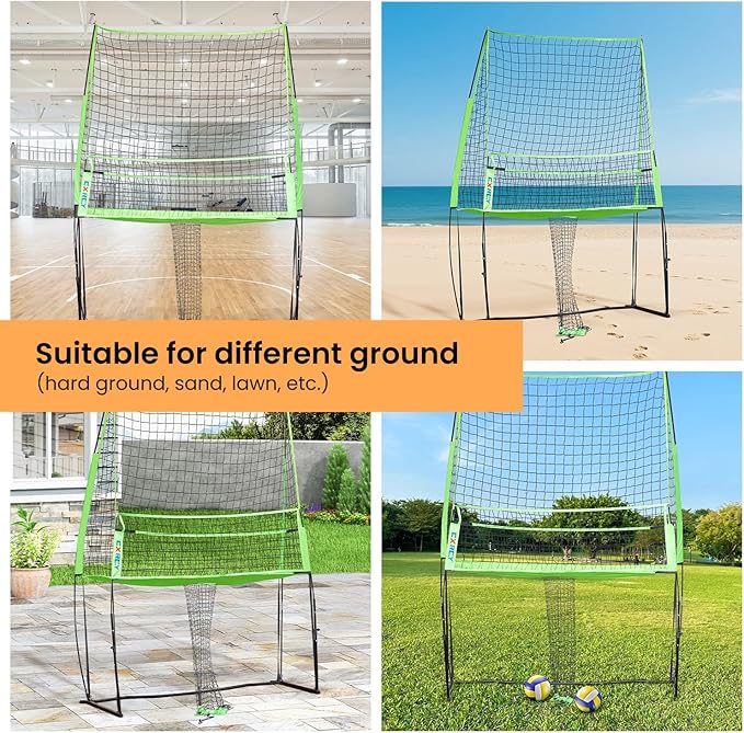CXRCY Volleyball Training Net System, 11x 8 FT Volleyball Practice Net Station with Adjustable Height Freely, Portable &Easy Setup for Backyard Individual &Team Practice-Include Oxford Cloth Bag