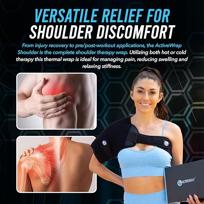 ActiveWrap Shoulder Ice Pack Wrap, with 2 Reusable Gel Packs for Shoulder Pain Relief, Rotator Cuff Cold Therapy, Adjustable Compression Straps, Post-Surgery Must-Have, Large/X-Large