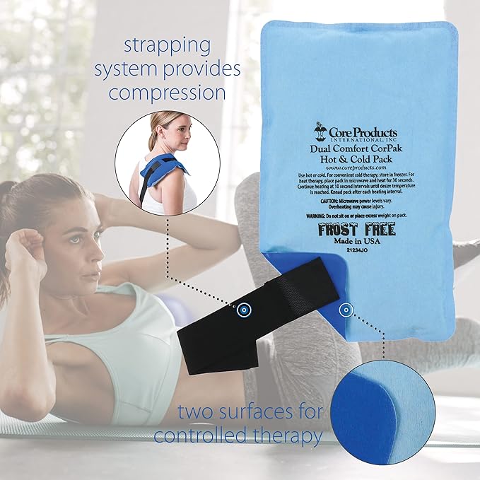 Core Products Dual Comfort CorPak - Reusable hot/Cold Pack for Knee, Back, Shoulder, or Ankle Pain; Use hot or Cold; Made in USA - 6" x 10"