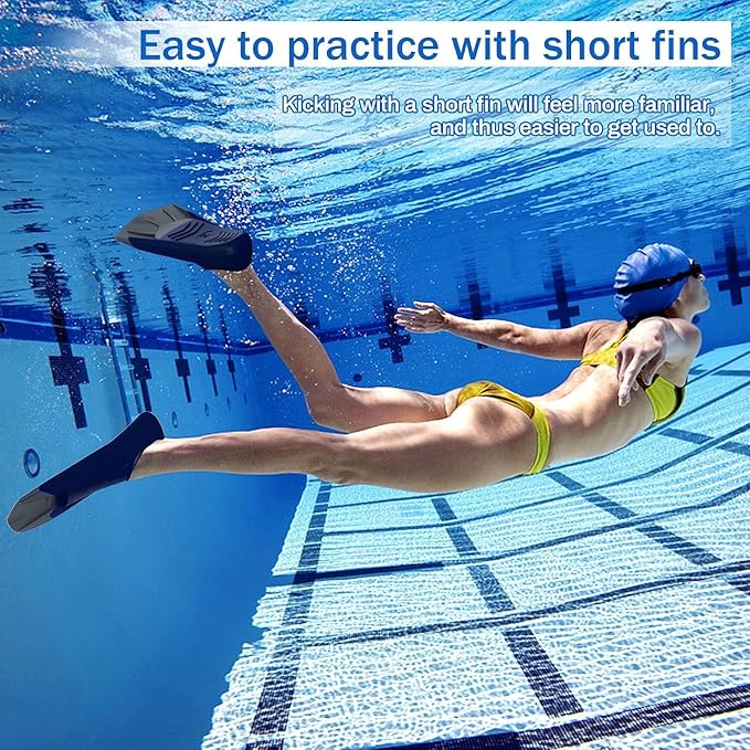 Gintenco Swim Fins, Kids Swim Training Fins for Lap Swimming, Travel Size Flippers with Mesh Bag, Silicone Swimming Fins for Kids Teens Adults Women Men