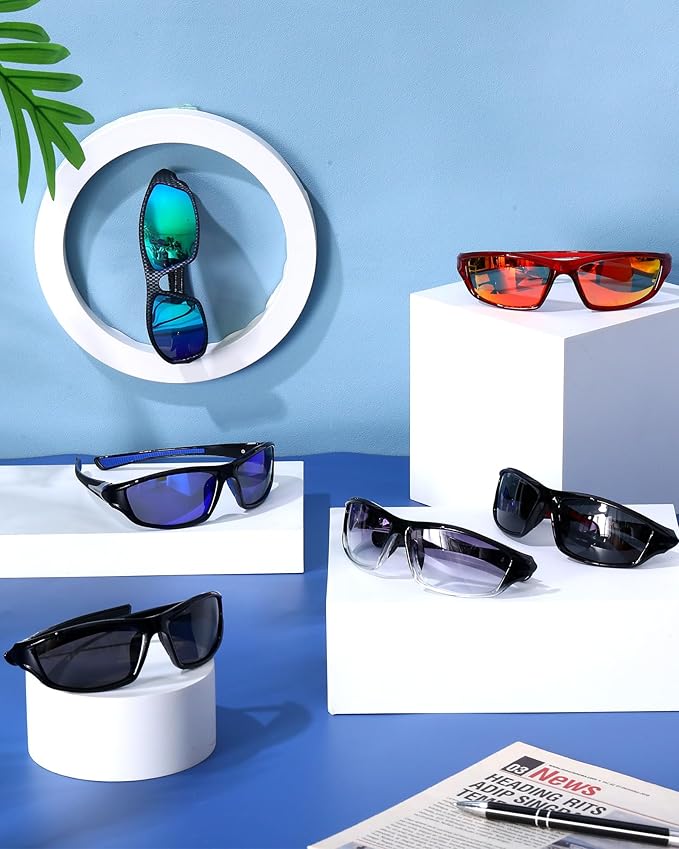 Frienda 6 Pack Polarized Sport Sunglasses for Men Multipack Fit over Glasses Pack Lot Set Men's Sport Fishing Eyeglasses