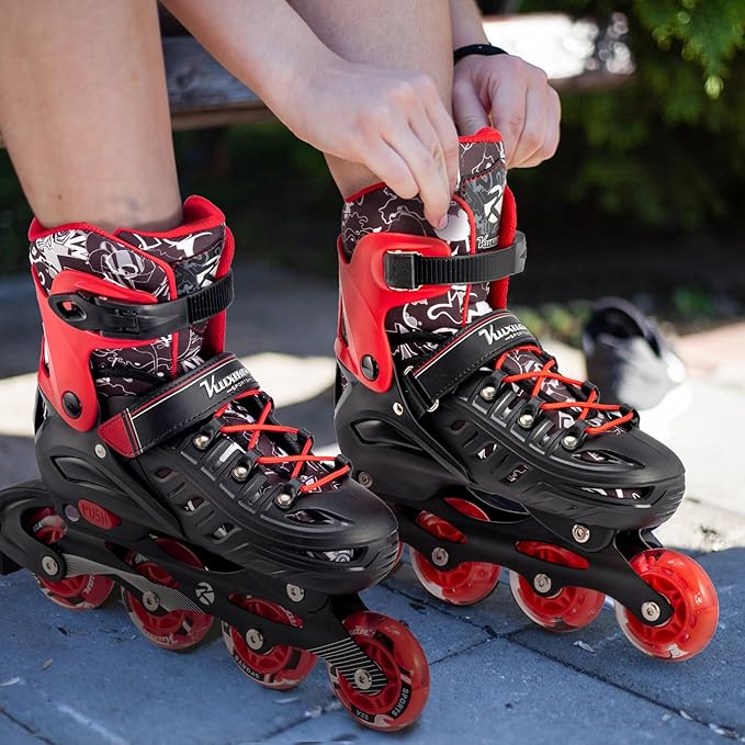Inline Skates for Kids and Adult, Adjustable Fun Illuminating Skates for Girls, Boys, Women and Men Outdoor and Indoor, Beginner