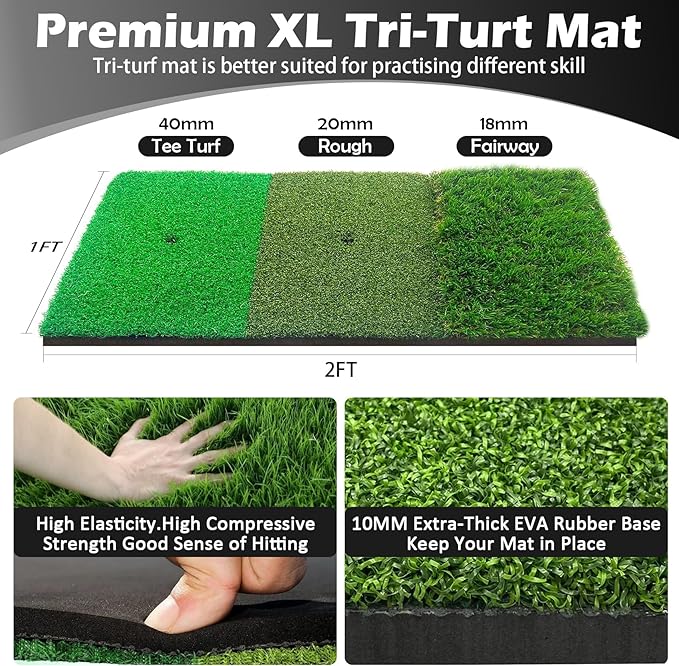 Golf Net,10x7FT with Golf Practice Mat,Hitting Aid Nets for Backyard Driving Chipping Training Swing with Target Outdoor or Indoor–Gifts for Men/Dad/Him