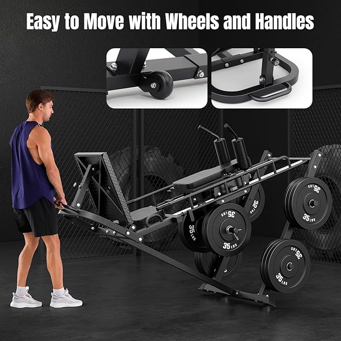 Dripex Leg Press Machine, Leg Press Machines for Home Gym, Professional Leg Press Hack Squat Machine Combo with 4 Weight Plate Storage Holders for Full Lower Body Workout