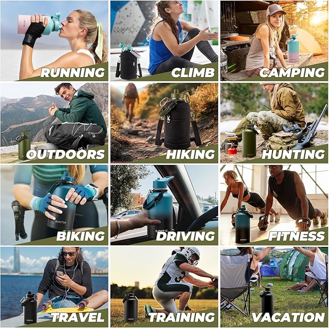 COKTIK 84oz Water Bottle with Straw - Triple Insulated Flask, 48hr Cold Retention Large Water Bottle, Leakproof Water Jug for Gym, Hiking, Camping, Outdoor Sports(Bubble Gum)