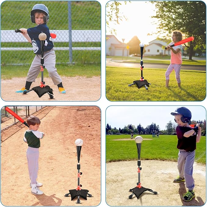 Baseball Tee for Kids,Youth Stand Set,Teeball Set,Youth Baseball,Softball Batting Tee Set,Easy Adjustable Height