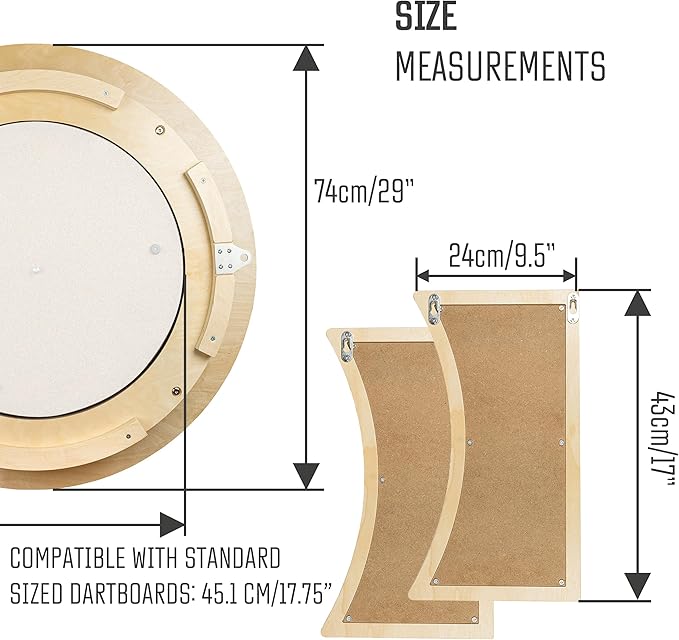 Dart Board Cabinet Set with LED Light; Bristle Dartboard, Built in LED Light, Darts and Chalkboards